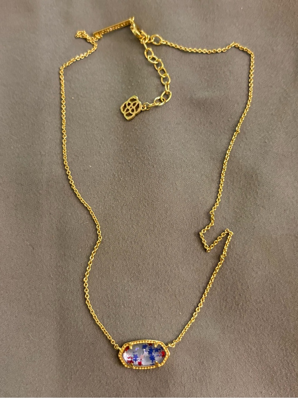 Kendra Scott Gold 4th of July Red white and Blue necklace